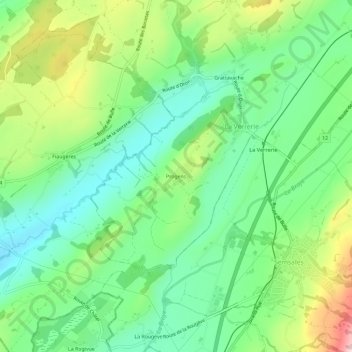 Carte topographique Progens, altitude, relief