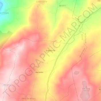 Carte topographique Guilhafonso, altitude, relief