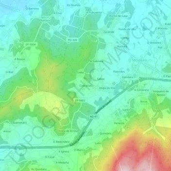 Carte topographique Caticovas, altitude, relief