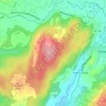 Carte topographique Cady Hill, altitude, relief