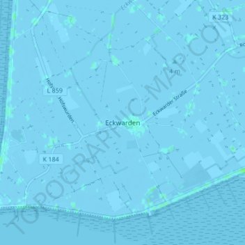 Carte topographique Eckwarden, altitude, relief