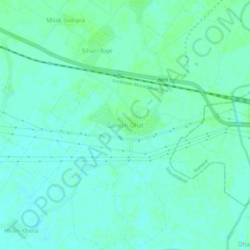 Carte topographique Ganesh Ghat, altitude, relief