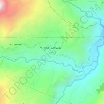 Carte topographique Sueva, altitude, relief