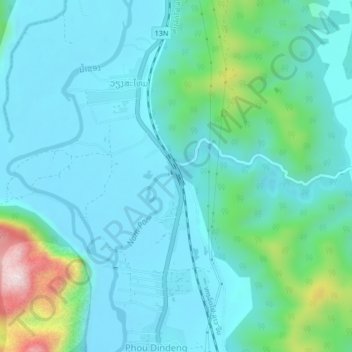 Carte topographique Nakkhae, altitude, relief