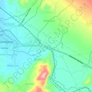 Carte topographique Travesia, altitude, relief