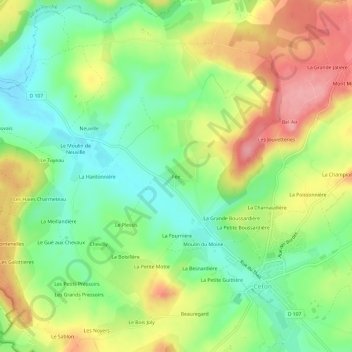 Carte topographique Fée, altitude, relief