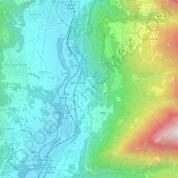 Carte topographique Nadro, altitude, relief
