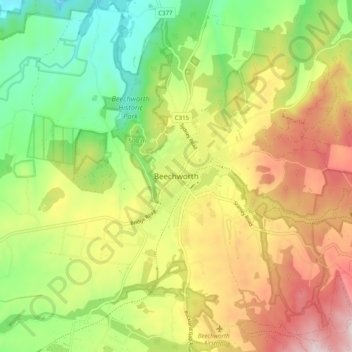 Carte topographique Beechworth, altitude, relief