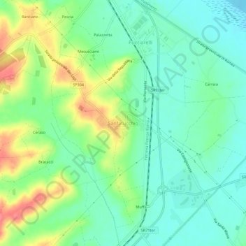 Carte topographique Sanfatucchio, altitude, relief