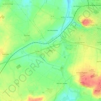 Carte topographique Lassay, altitude, relief