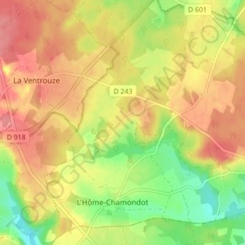 Carte topographique Le Mont Huchet, altitude, relief