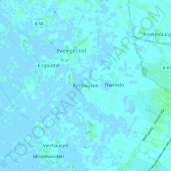 Carte topographique Rotthausen, altitude, relief
