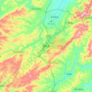 Carte topographique Liping, altitude, relief