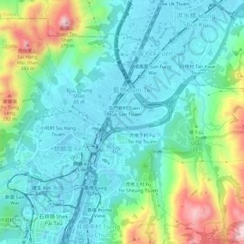 Carte topographique To Yuen Wai, altitude, relief