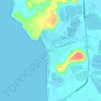Carte topographique Palmar, altitude, relief