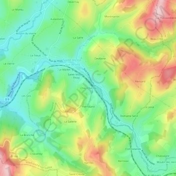 Carte topographique Chez Cherbu, altitude, relief