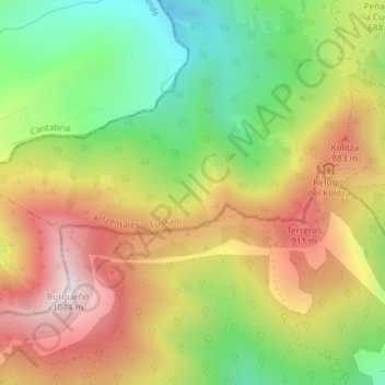 Carte topographique Cerro Cuchillo, altitude, relief