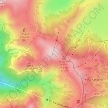 Carte topographique Monte Cappelletta, altitude, relief