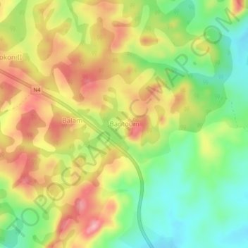 Carte topographique Bantoum, altitude, relief