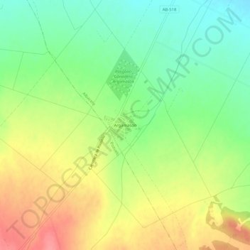 Carte topographique Argamasón, altitude, relief