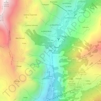 Carte topographique Ussin, altitude, relief