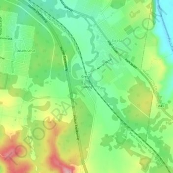 Carte topographique Illalong, altitude, relief