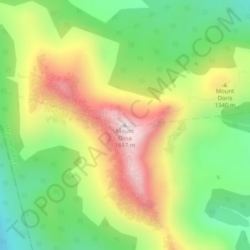 Carte topographique Mount Ossa, altitude, relief