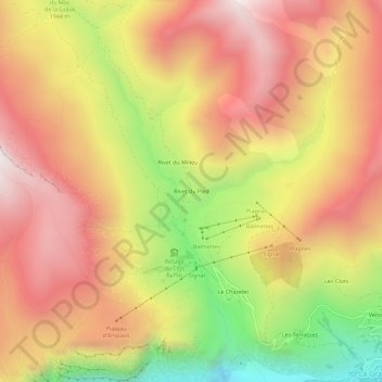 Carte topographique Rivet du Pied, altitude, relief