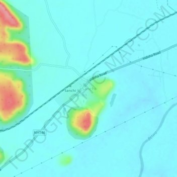 Carte topographique Sanchi, altitude, relief