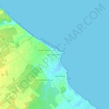 Carte topographique Torre San Gennaro, altitude, relief