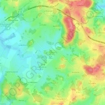 Carte topographique Le Drut, altitude, relief