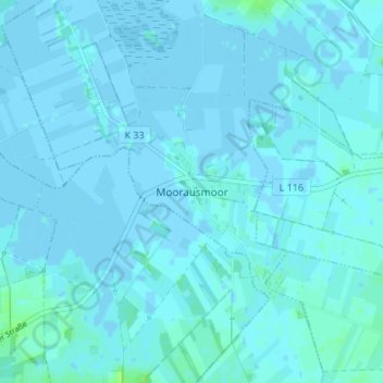 Carte topographique Moorausmoor, altitude, relief