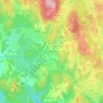 Carte topographique La Faurie Basse, altitude, relief
