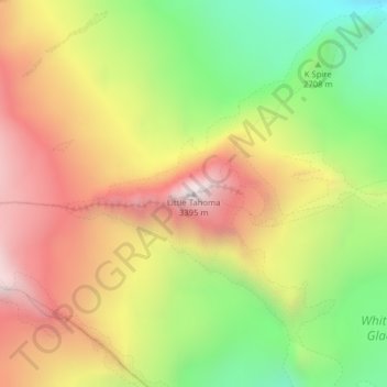 Carte topographique Little Tahoma, altitude, relief