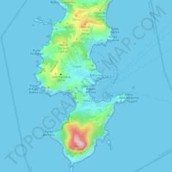Carte topographique Giancos, altitude, relief