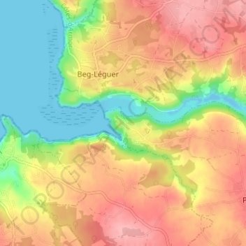 Carte topographique Le Yaudet, altitude, relief