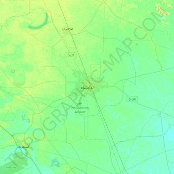 Carte topographique نوابشاہ‎, altitude, relief