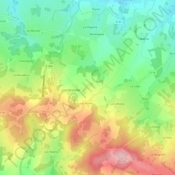 Carte topographique Les Megrets, altitude, relief