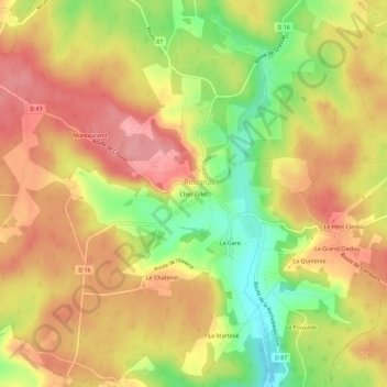 Carte topographique Chez Tillet, altitude, relief