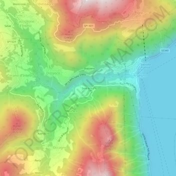 Carte topographique Sant'Anna, altitude, relief
