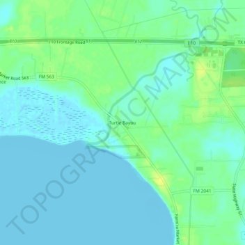 Carte topographique Turtle Bayou, altitude, relief