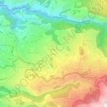 Carte topographique Hbous, altitude, relief