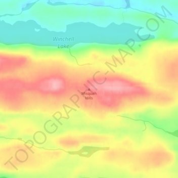 Carte topographique Misquah Hills, altitude, relief