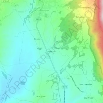 Carte topographique Ceceraio, altitude, relief
