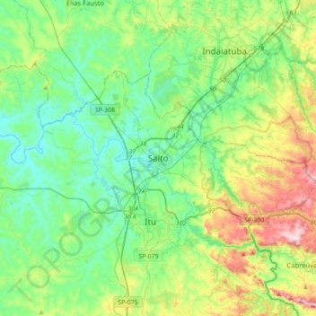 Carte topographique Salto, altitude, relief