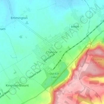 Carte topographique Chinnor, altitude, relief