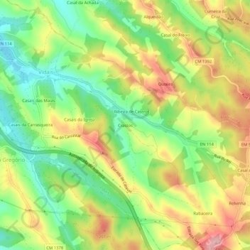 Carte topographique Crastos, altitude, relief