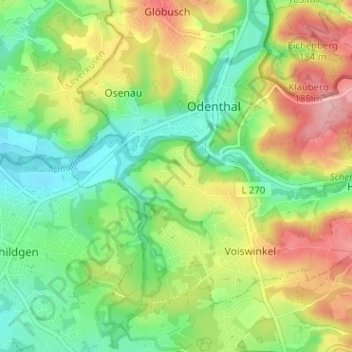 Carte topographique Küchenberg, altitude, relief