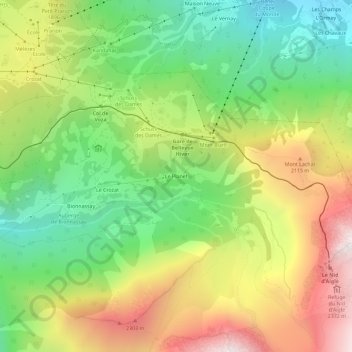 Carte topographique Le Planet, altitude, relief