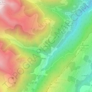 Carte topographique Le Biollay, altitude, relief